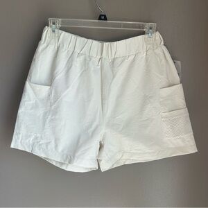 Women's White Casual Cargo Shorts - Natural - Mono B